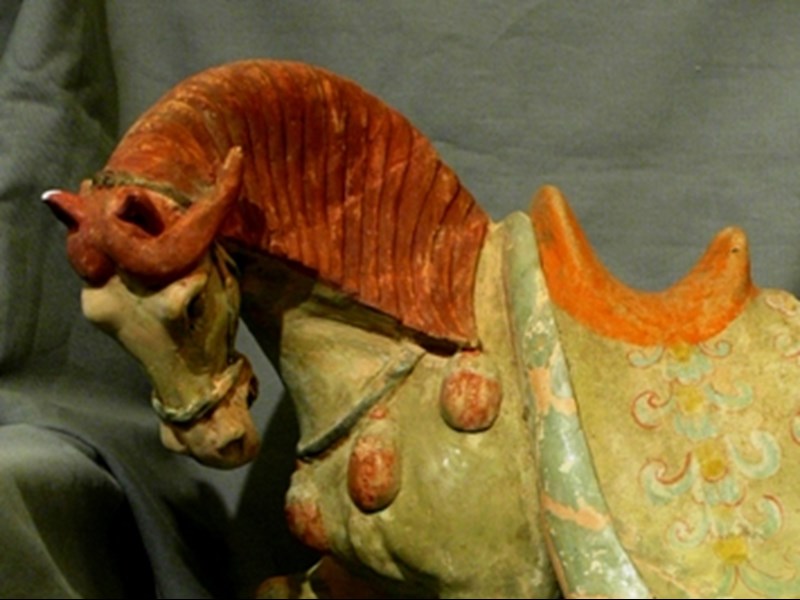 Cavallo cinese in Terracotta dipinta