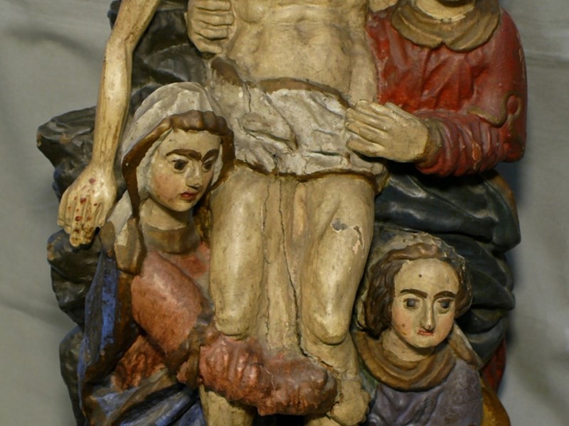 GRUPPO LIGNEO POLICROMO ' LA DEPOSIZIONE' SECOLO XVI°