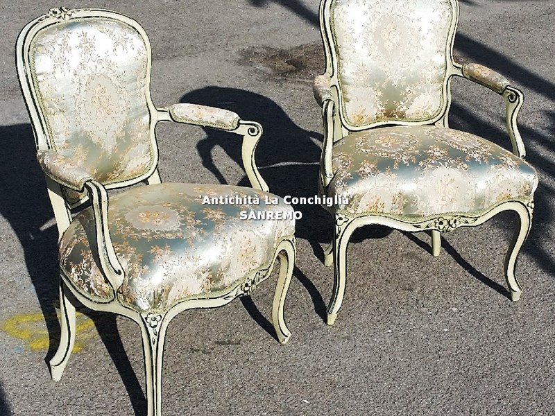 COPPIA DI POLTRONE L XV IN LEGNO LACCATO