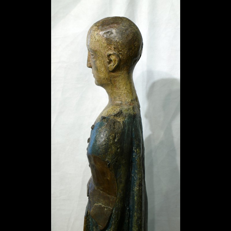 ANTICO MANICHINO TOSCANO XV SECOLO IN LEGNO DIPINTO