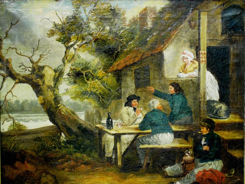 ANTICO DIPINTO PAESAGGIO SU TELA  'GEORGE MORLAND'