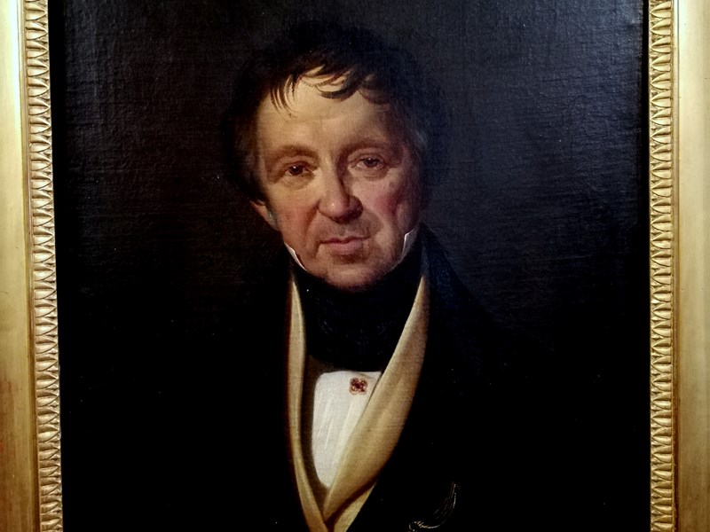 DIPINTO FIGURA VIRILE CON DECORAZIONI INIZI DEL XIX° SECOLO