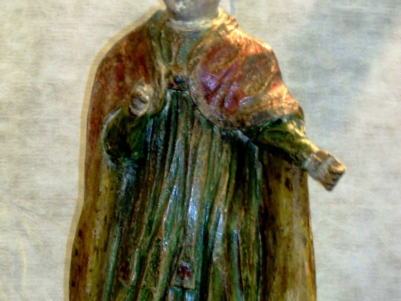 ANTICA STATUA IN LEGNO POLICROMO 'VESCOVO'