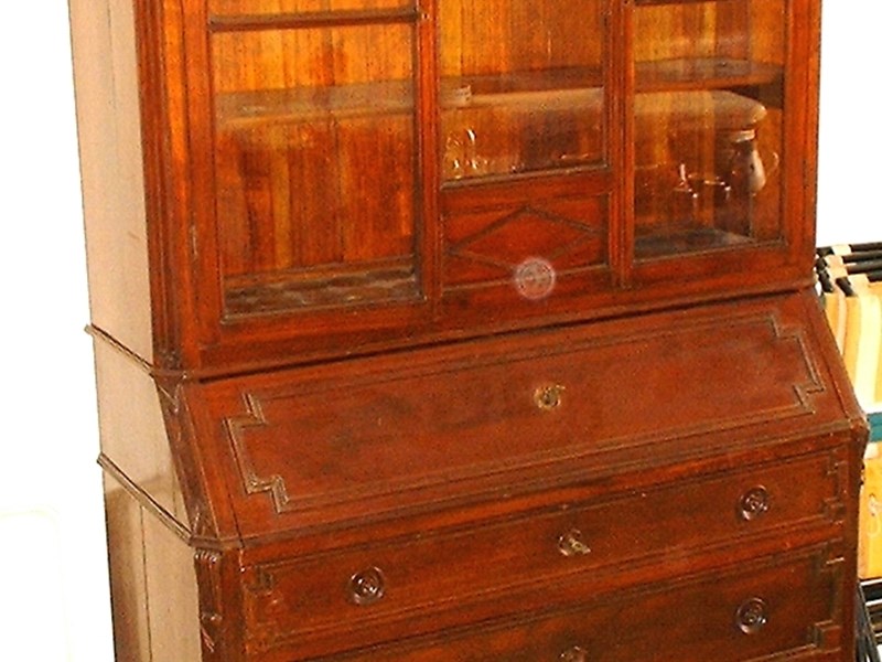 ANTICO  TRUMEAU-LIBRERIA IN MOGANO XIX° ECOLO