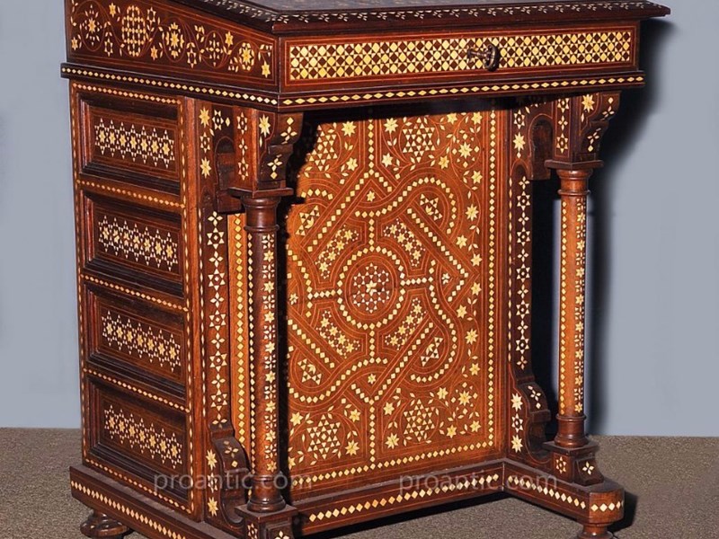 SCRITTOIO DAVENPORT IN NOCE INTARSIATO IN AVORIO  ADRIANO BRAMBILLA