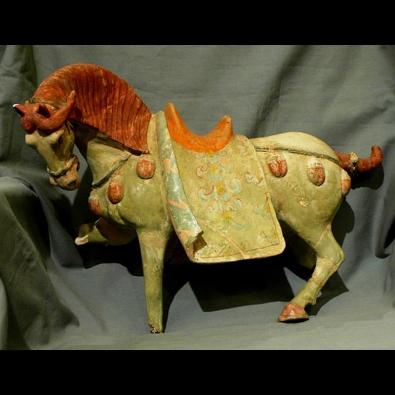 Cavallo cinese in Terracotta dipinta