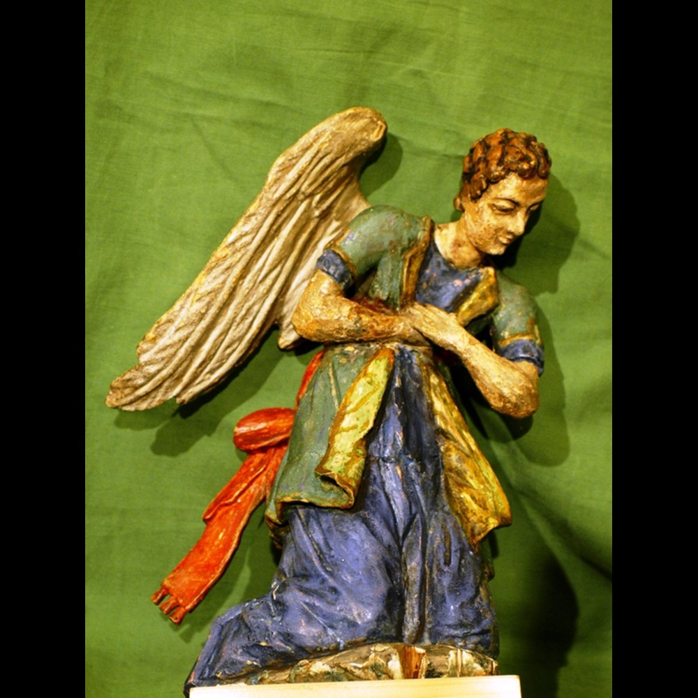 COPPIA DI ANGELI IN LEGNO POLICROMO