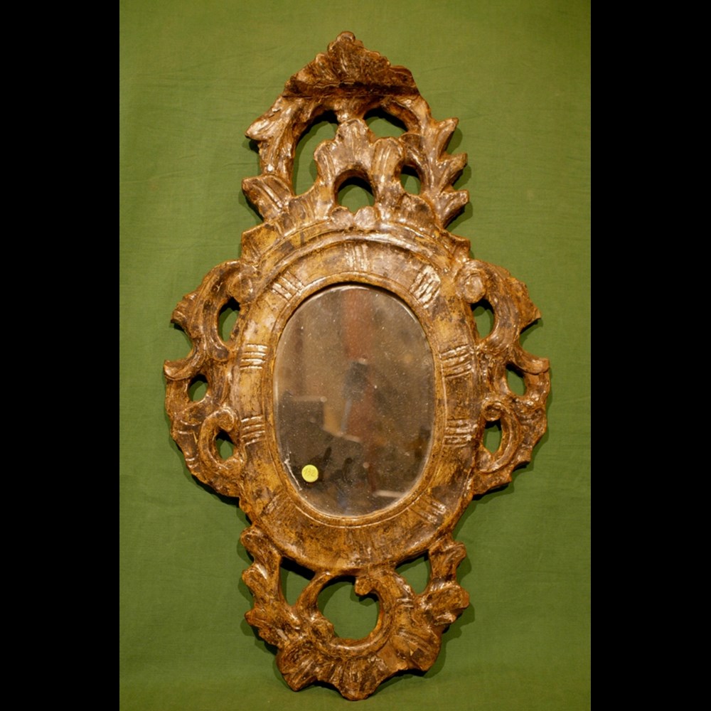 Specchio ovale in legno argentato