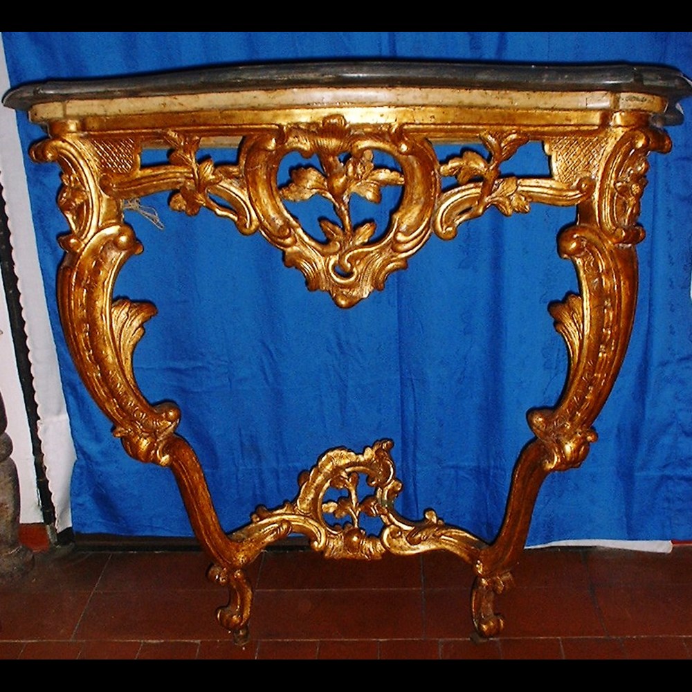 Consolle L. XV in legno dorato