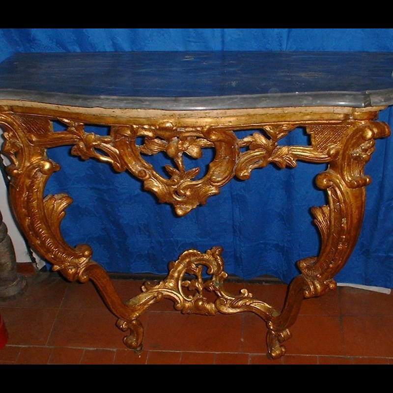 Consolle L. XV in legno dorato