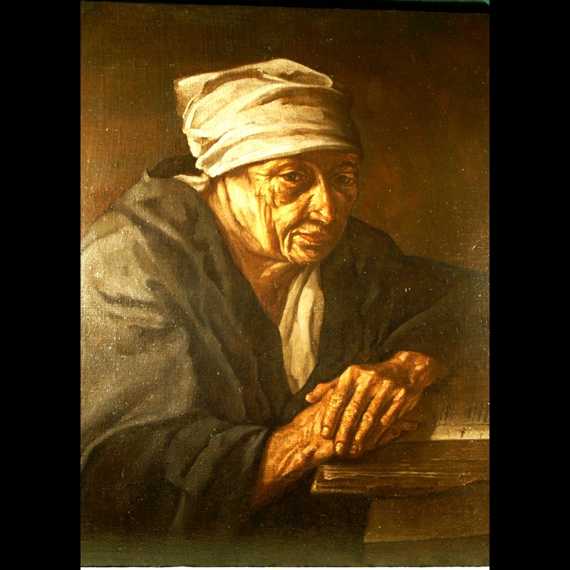ANTICO DIPINTO 'RITRATTO DI CONTADINA' XVII SECOLO