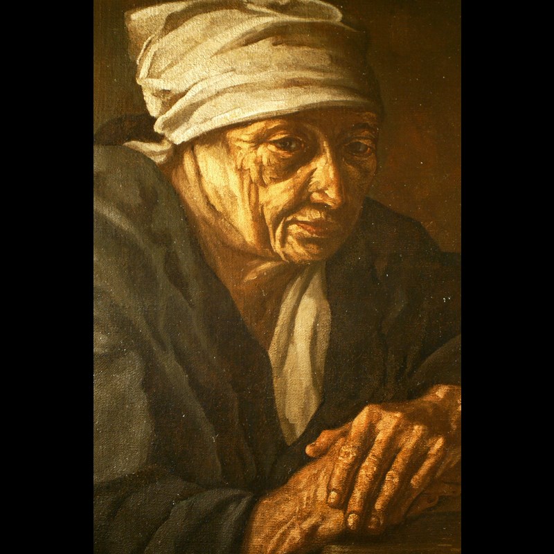 ANTICO DIPINTO 'RITRATTO DI CONTADINA' XVII SECOLO