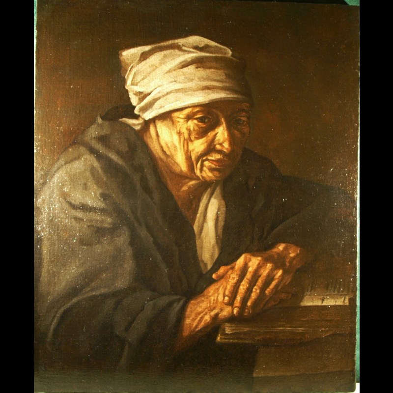 ANTICO DIPINTO 'RITRATTO DI CONTADINA' XVII SECOLO