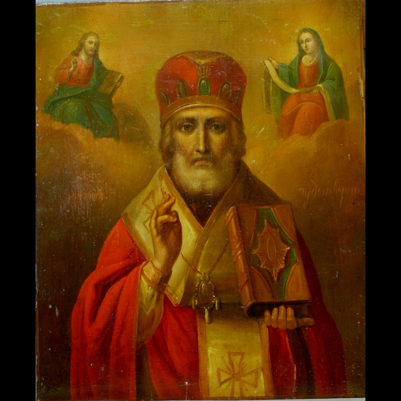 ICONA RUSSA S. NICOLA RIZA IN ARGENTO  MOSCA 1864
