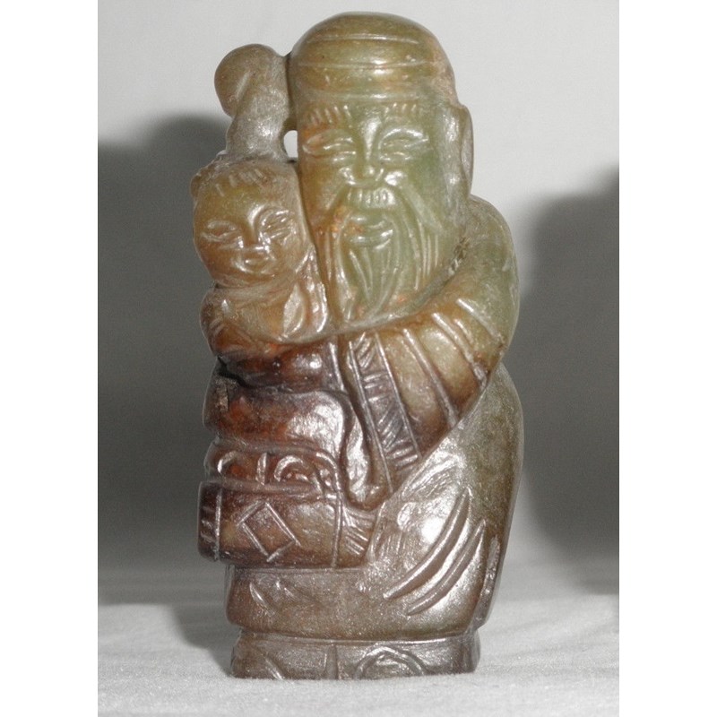 Rare Yuan or early Ming  jade depicting Shouxing with a child