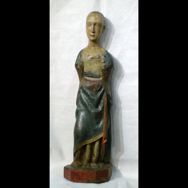 ANTICO MANICHINO TOSCANO XV SECOLO IN LEGNO DIPINTO