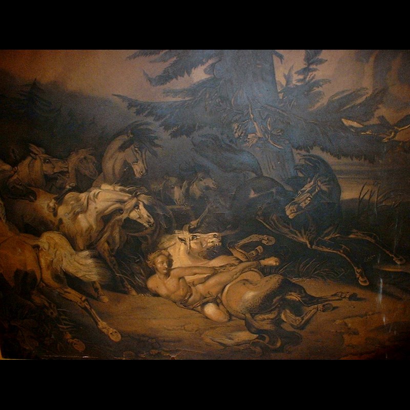 DIPINTO GRISAGLIA 'MAZZEPPA' FRANCIA  XVIII° SECOLO