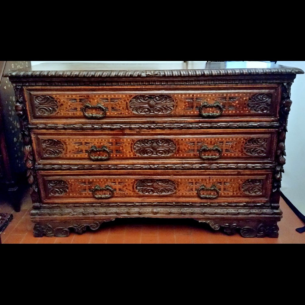 CANTERANO LOMBARDO  'A BAMBOCCI'  IN LEGNO INTAGLIATO XVI° SECOLO