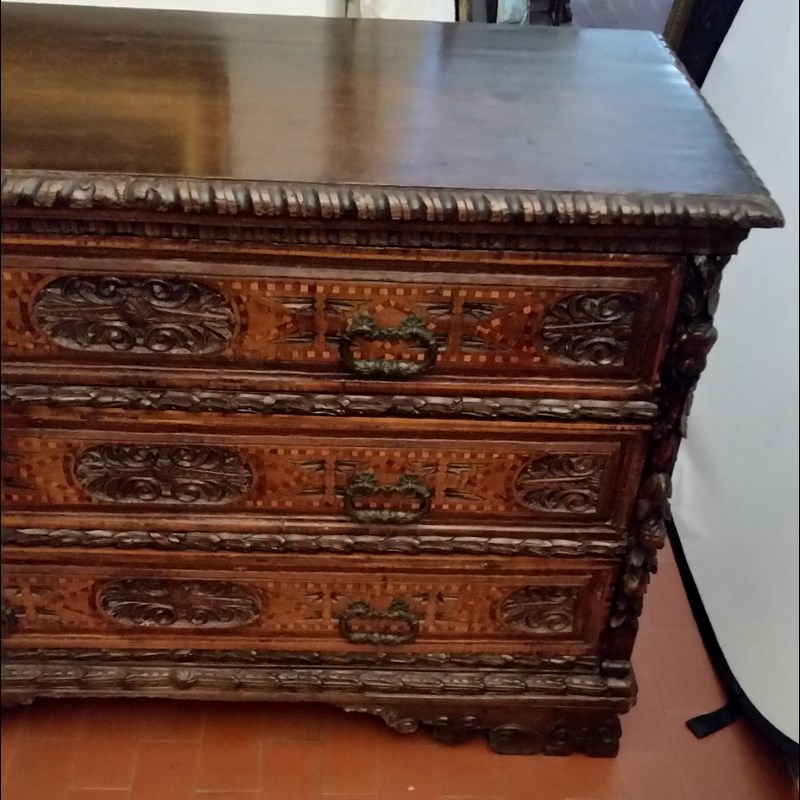 CANTERANO LOMBARDO  'A BAMBOCCI'  IN LEGNO INTAGLIATO XVI° SECOLO