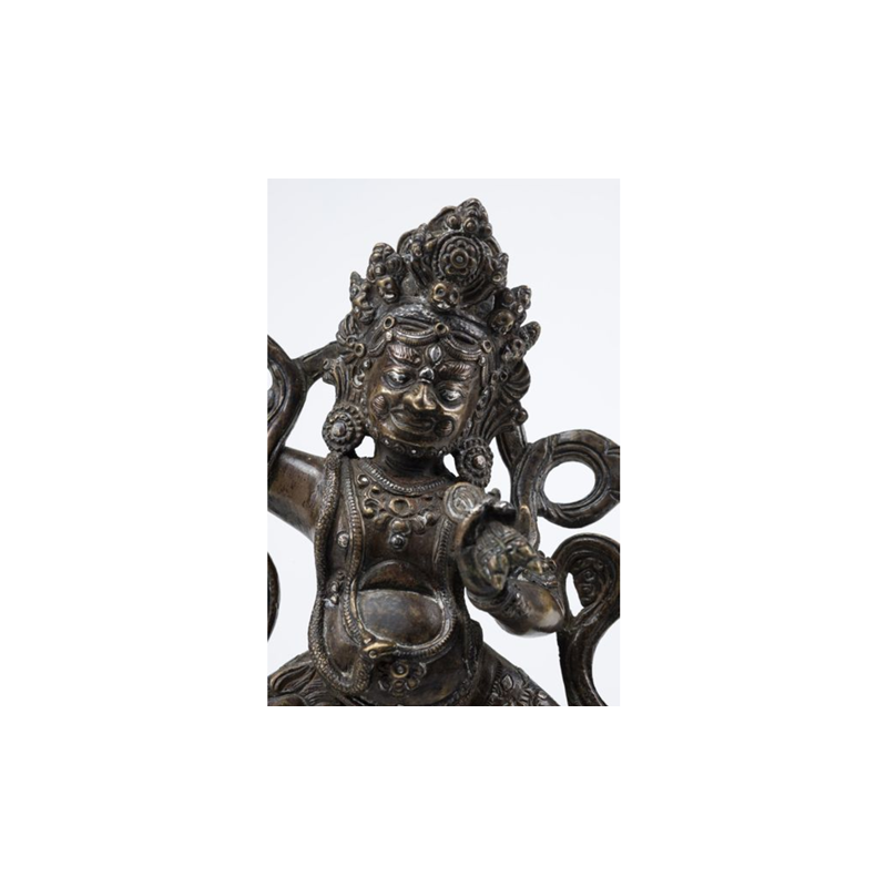 RARE SILVER AND COPPER INLAID BRONZE OF MAHAKALA. SINO - TIBET, PROBABLY END OF 18TH CENTURY