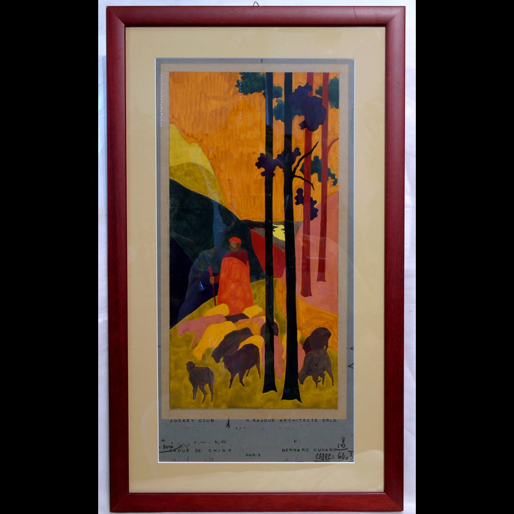 RARA COPPIA DI DIPINTI DECO' DEL PITTORE BERNARD DUNAND