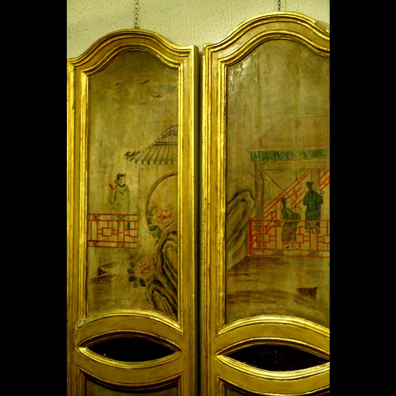 RARA COPPIA DI PLACCHE LIGNEE LACCATE IN CHINOISERIE XVIII° SECOLO  (BOISERIE)