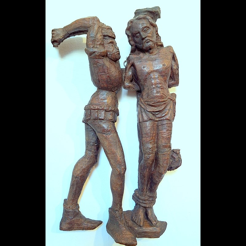 SCULTURA GOTICA IN LEGNO DI ROVERE 'LA FLAGELLAZIONE DI CRISTO'